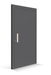 Porte d'entrée Le Corbusier - Panneau gris fonce 31 - Poignée blanche ivoire