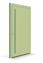 Porte d'entrée Le Corbusier - Panneau vert jaunce clair - Poignée vert anglais clair